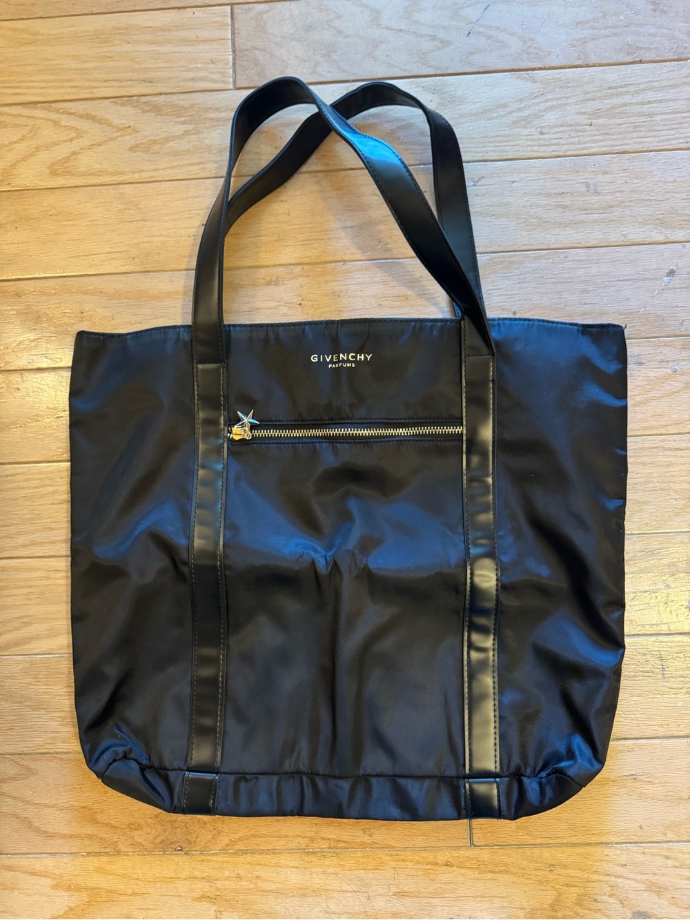Givenchy Black Nylon Tote with Gold Zipper Detail